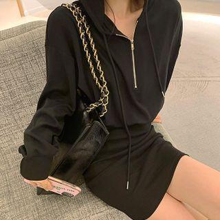 Long-sleeve Zip Midi Skirt