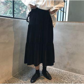 Drawstring Midi Skirt Black - One Size