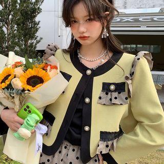 Dotted Ruffled Two-tone Jacket