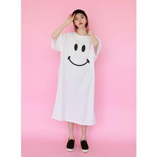 Short-sleeve Printed Long T-shirt Dress