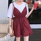 Set: Short-sleeve T-shirt + Spaghetti Strap Mini Dress