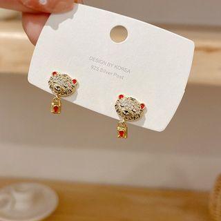 Rhinestone Cartoon Tiger Drop Earring 1 Pair - Gold - One Size