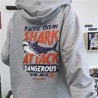 Shark Print Zip Hoodie