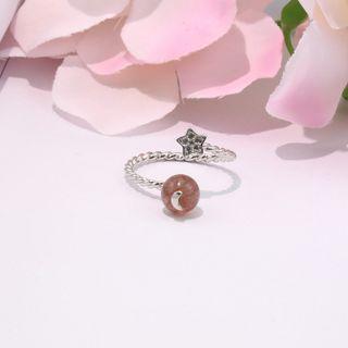Star Moonstone Alloy Open Ring 110 - Silver - One Size