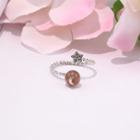 Star Moonstone Alloy Open Ring 110 - Silver - One Size