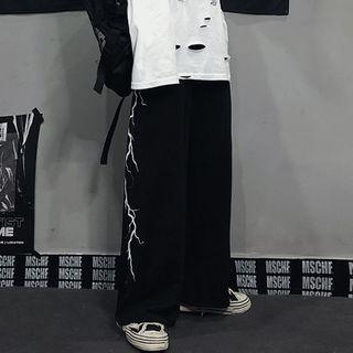 Lightning Print Straight-cut Pants