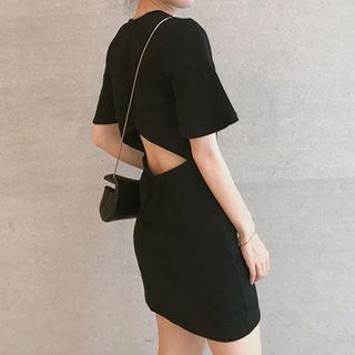 Short-sleeve Open Back Mini Dress