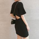 Short-sleeve Open Back Mini Dress