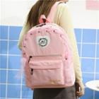 Printed Applique Lace Up Detail Backpack