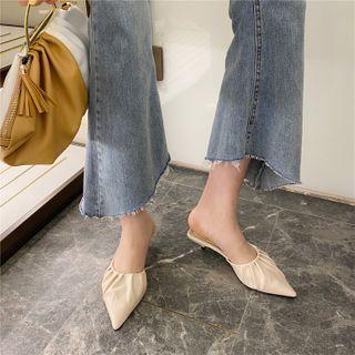 Pointy Shirred Kitten Heel Sandals