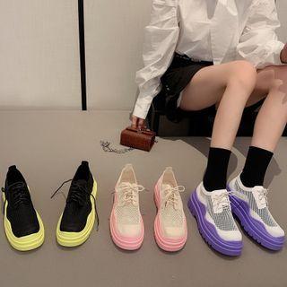 Two-tone Platform Lace Up Sneakers