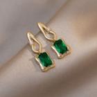 Rhinestone Alloy Dangle Earring 1 Pair - Gold & Green - One Size
