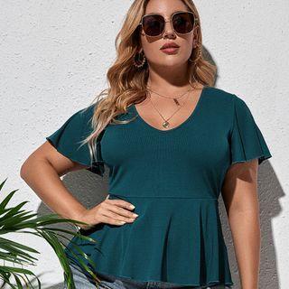 Plus Size Short-sleeve Peplum T-shirt