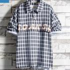 Lattice Lettering Elbow-sleeve T-shirt
