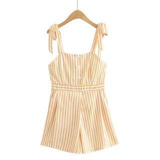 Tie-shoulder Striped Romper