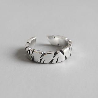 925 Sterling Silver Distressed Open Ring Silver - One Size