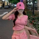 Short-sleeve Henley T-shirt / Ombre Wide Leg Pants