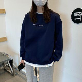 Long-sleeve Lettering Mock Two-piece  Sweatshirt