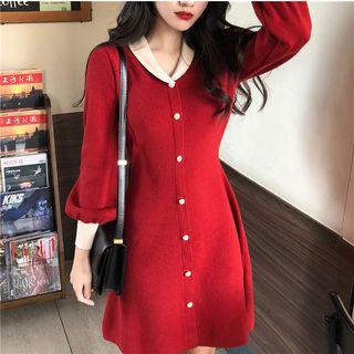 Contrasted-trim Knit Dress