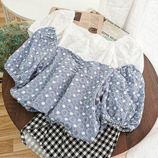 Crochet Puff-sleeve Blouse