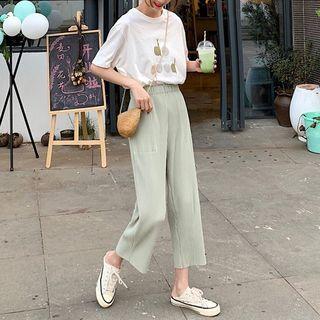 Short-sleeve Print T-shirt / Wide Leg Pants
