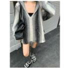 Striped Hooded Sweater Gray - One Size