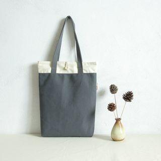 Button-tab Canvas Shopper Bag
