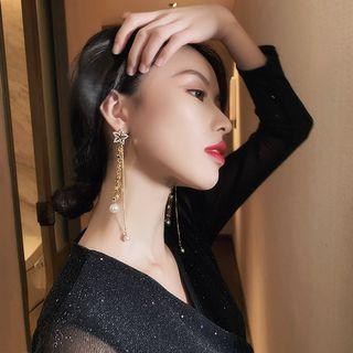 925 Sterling Silver Faux Crystal Threader Drop Earring As Shown In Figure - One Size