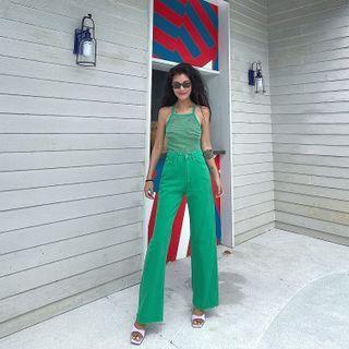 High-waist Washed Wide Leg Pants