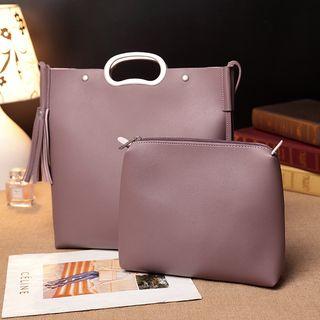 Tassel Studded Shoulder Bag With Pouch