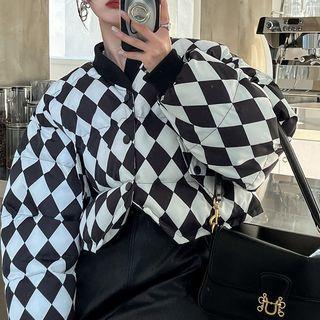 Argyle Snap Button Padding Jacket