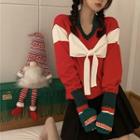 Bow-front Sweater Red - One Size