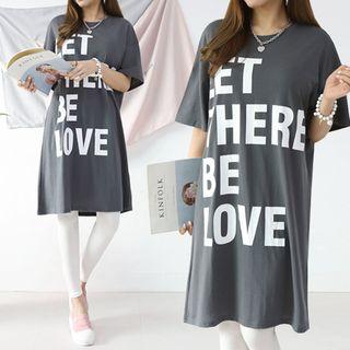 Letter Print Loose-fit T-shirt Dress