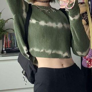 Long Sleeve Tie-dye Ribbed T-shirt
