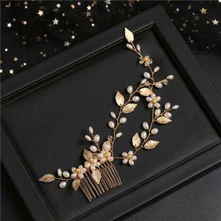Wedding Leaves & Bead Hair Comb As Shown In Figure - One Size
