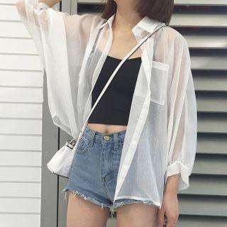 Pocket Detail Light Jacket As Shown In Figure - One Size