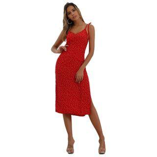 Floral Strappy Midi Dress Red - Xl