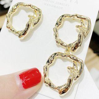 Asymmetric Hoop Stud Earring 1 Pair - One Size