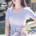 Square-neck Ribbed Slim-fit Top
