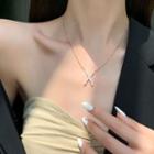 Rhinestone Cross Pendant Necklace Necklace - Gold - One Size