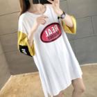 Elbow-sleeve Paneled Logo T-shirt
