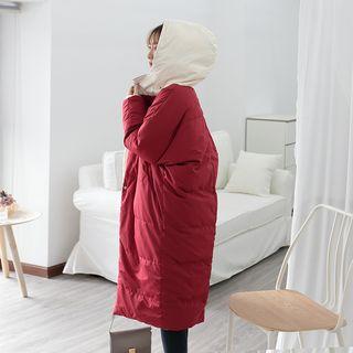 Hooded Down Coat Red - One Size