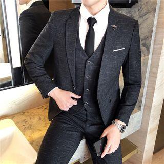 Set: Print Blazer + Vest + Dress Pants