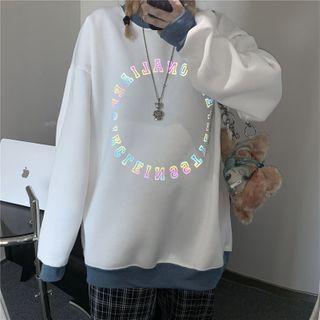 Reflective Lettering Crewneck Pullover