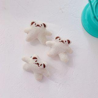 Fabric Bear Brooch / Hair Clip Bear - White - One Size