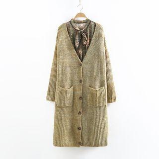 Ribbed Long Cardigan Yellow - One Size