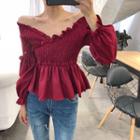 V-neck Blouse Dark Red - One Size
