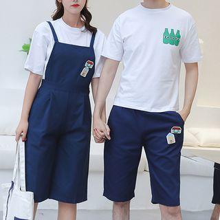 Couple Matching Printed Short-sleeve T-shirt / Shorts / Capri Jumper Pants