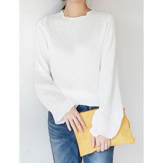 Long-sleeve Crinkled Top