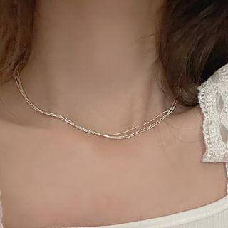 Layered Alloy Choker 1 Pc - Silver - One Size